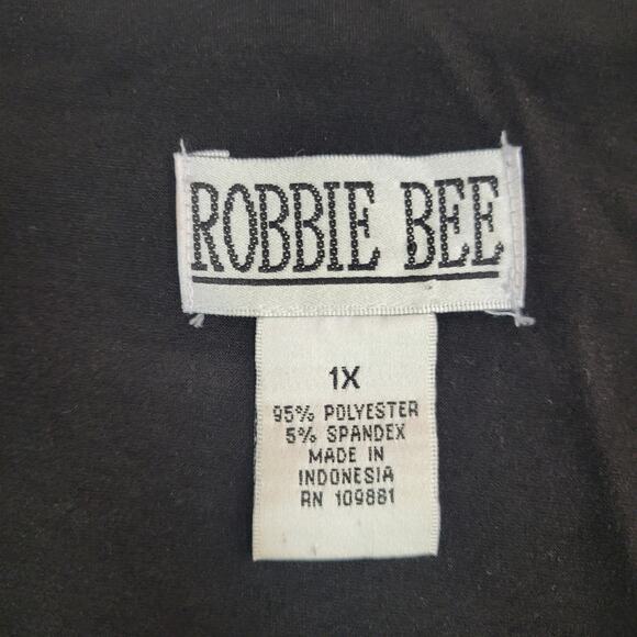 Robbie Bee 1X Black & Blue Striped Print Short Sleeve Dress - Picture 4 of 6